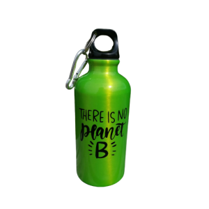 400ml Aluminium Water Bottle - No Planet B (Green)