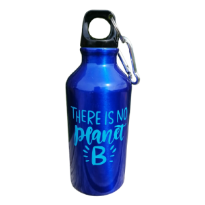 400ml Aluminium Water Bottle - No Planet B (Blue)